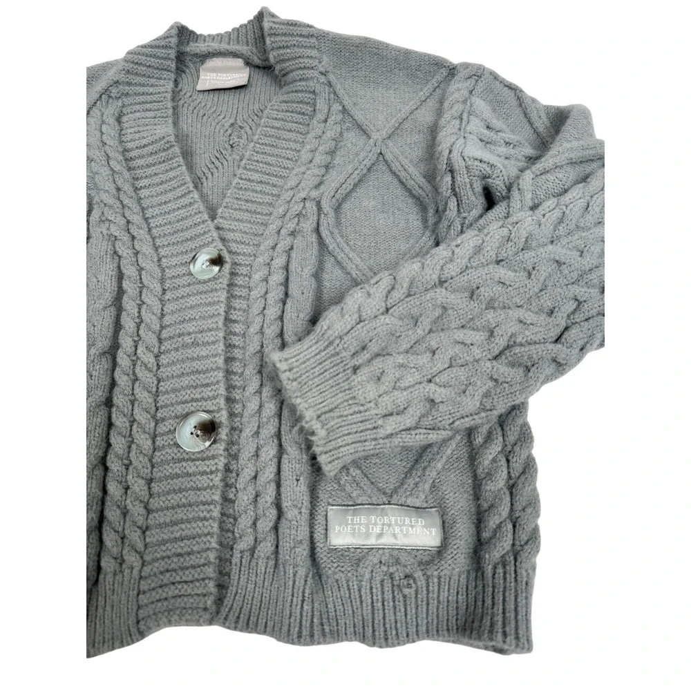 Taylor Swift The Tortured Poets Department TTPD Cardigan Grey MD/LG Official